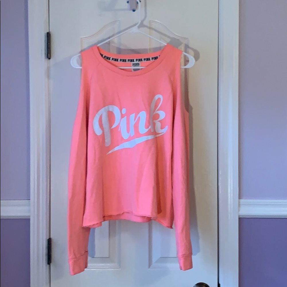 VS Pink Neon Cold-Shoulder Sweatshirt